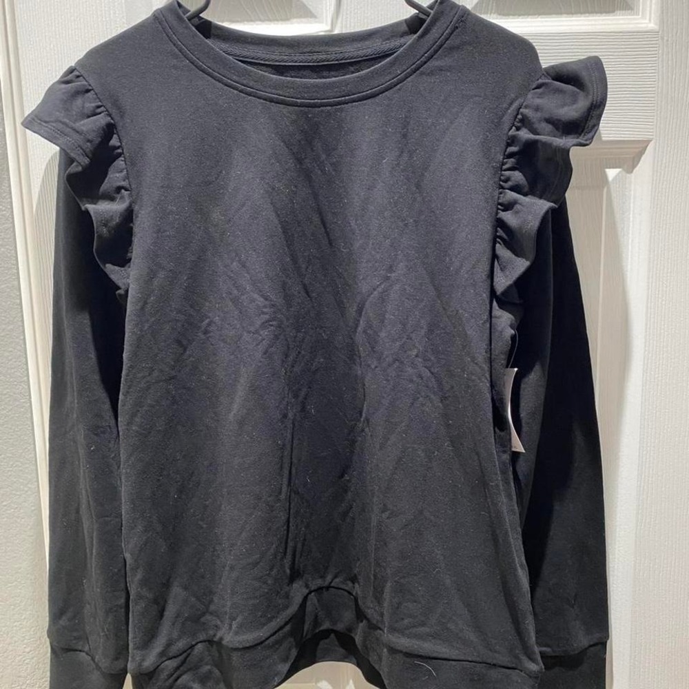 Black long sleeve top with ruffle sleeves Size L
